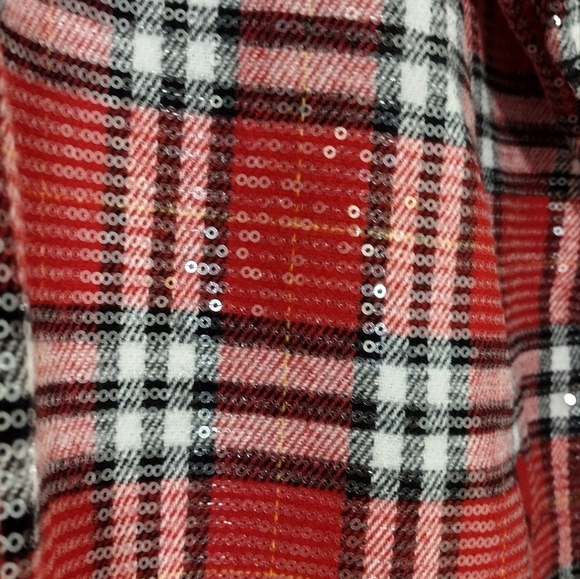 Jingle Belles by Kim Gravel Sequin Plaid Lumberjill Shacket - Picture 6 of 7